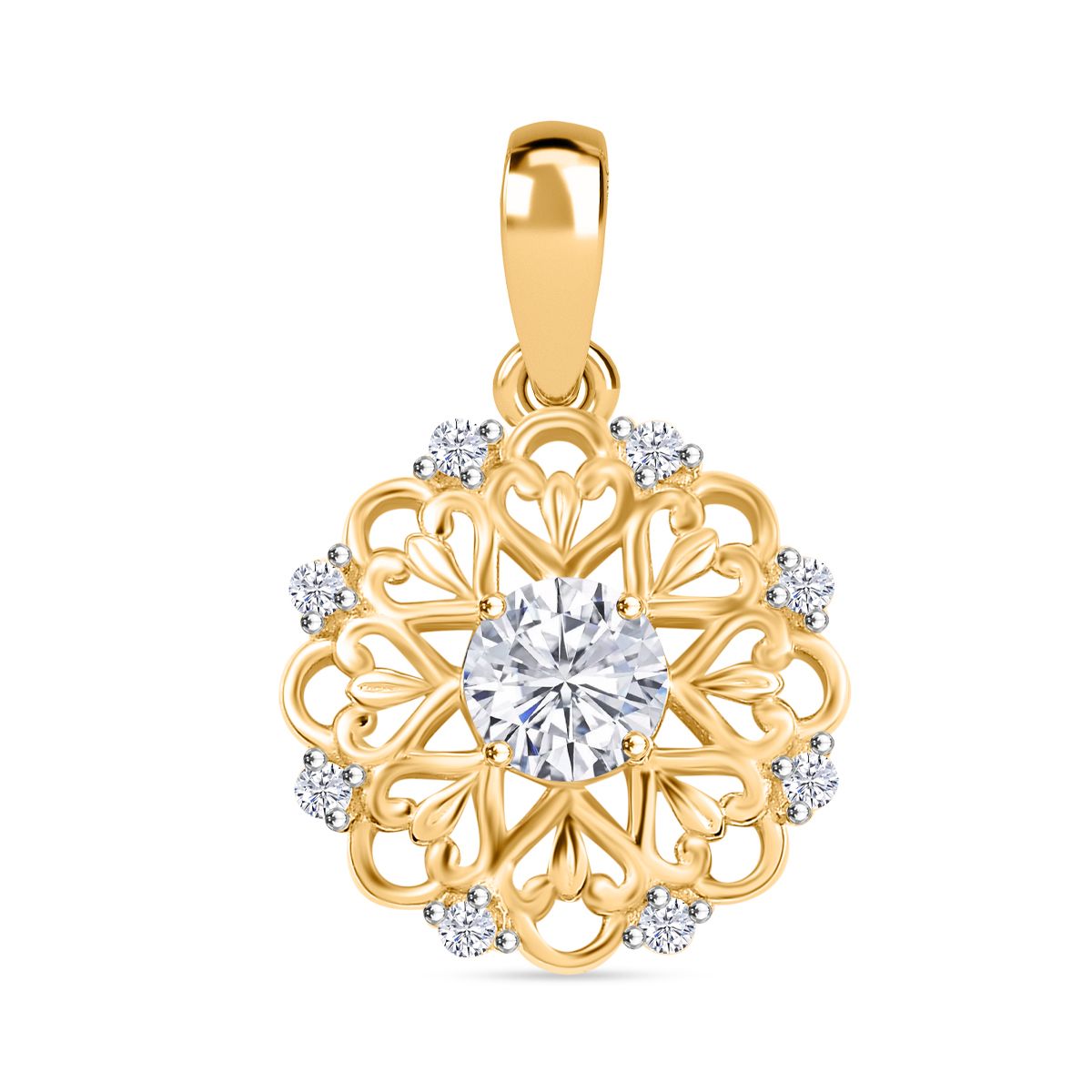 Moissanit Anhänger 925 Silber 750 Gelbgold Vermeil