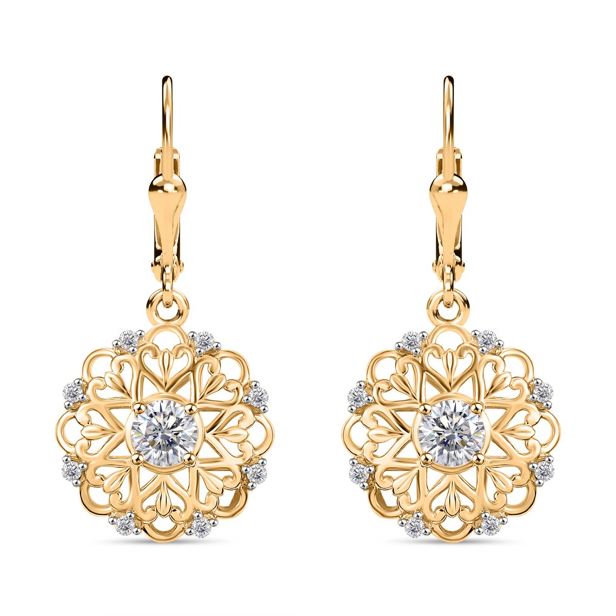Moissanit Ohrringe 925 Silber 750 Gelbgold Vermeil