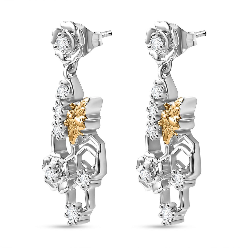 J Francis gefertigt mit SWAROVSKI - Zirkonia Ohrringe 925 Silber Rhodiniert und 750 Gelbgold Vermeil