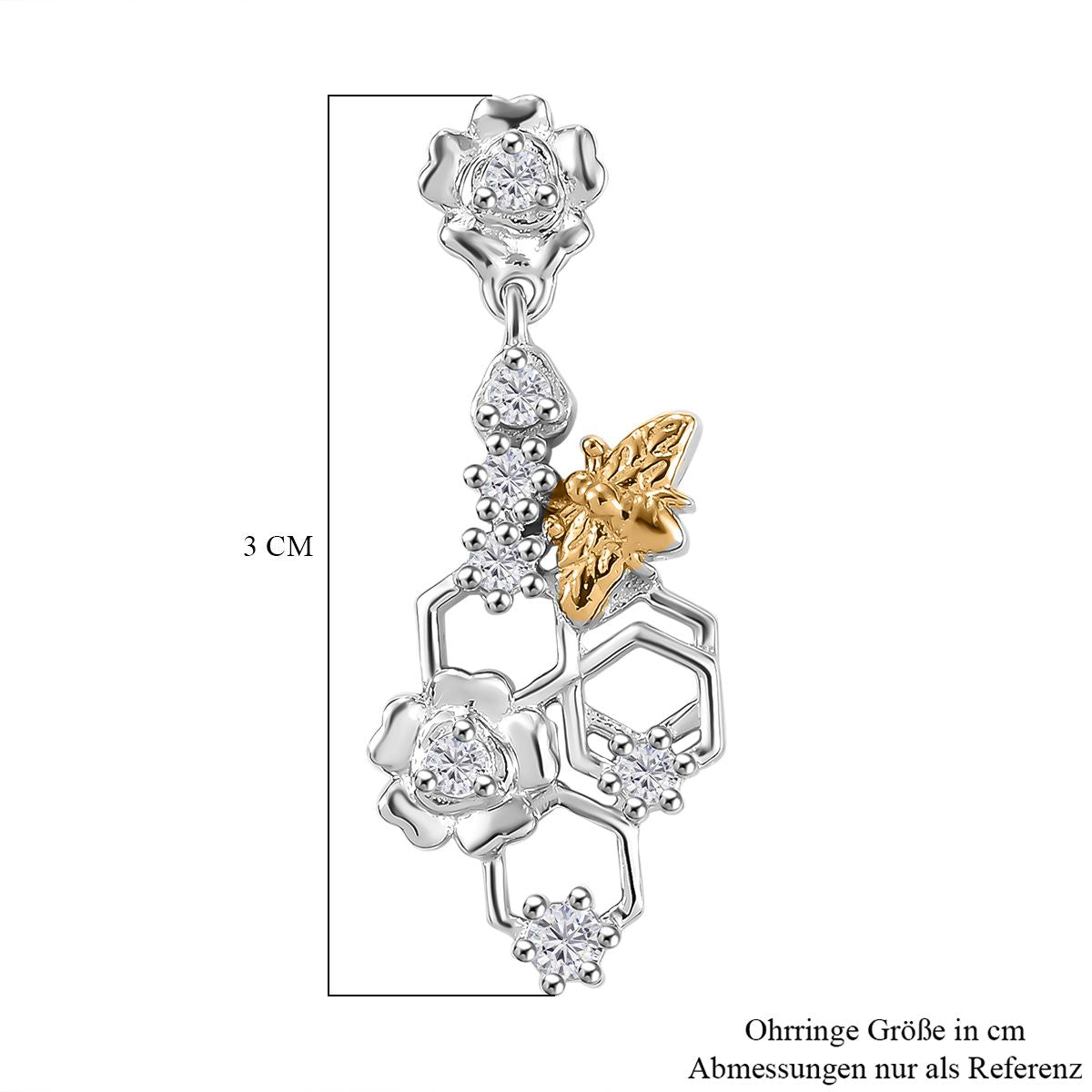 J Francis gefertigt mit SWAROVSKI - Zirkonia Ohrringe 925 Silber Rhodiniert und 750 Gelbgold Vermeil