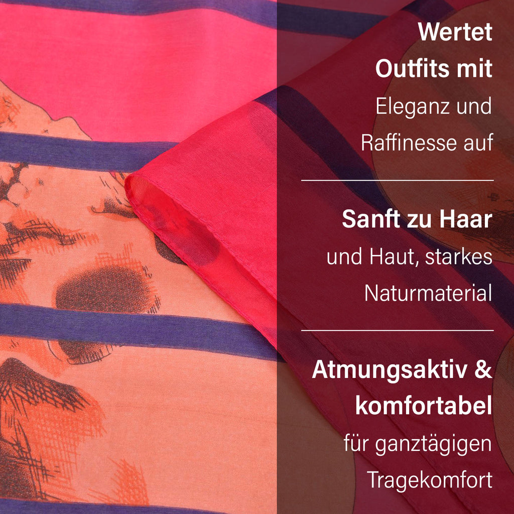 LA MAREY - Chiffonschal aus 100% Mulberry Seide, Größe 110x180 cm, Rosa