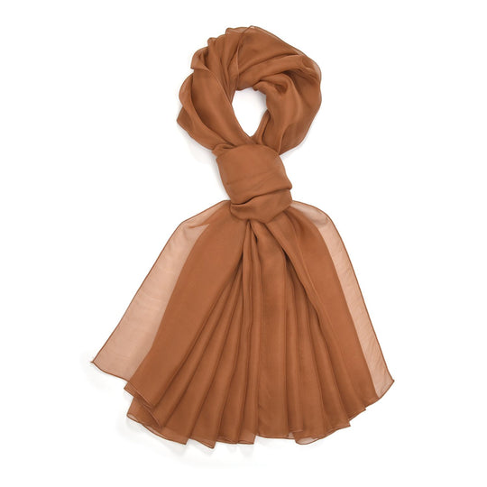 LA MAREY - 100% Maulbeeren-Seidenschal, Chiffon, 135x200 cm, Koralle