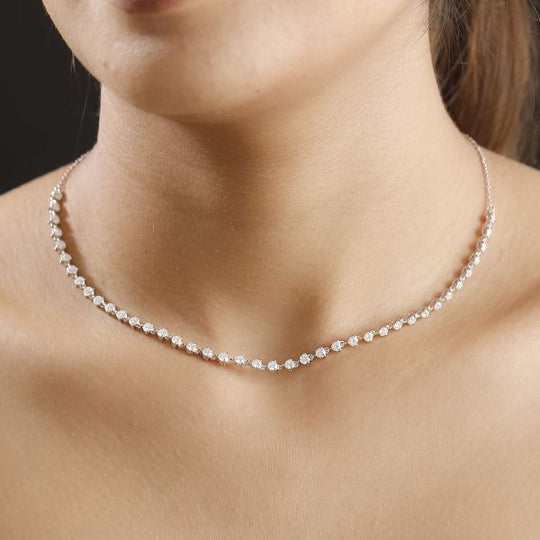 Moissanit Halskette ca. 45 cm 925 Silber rhodiniert ca. 4.20 ct