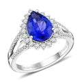 Rhapsody AAAA Tansanit, Weißer Diamant Ring 950 Platin (Größe 20.00) ca. 2,70 ct