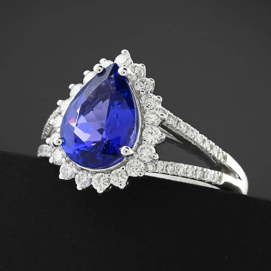 Rhapsody AAAA Tansanit, Weißer Diamant Ring 950 Platin ca. 2,70 ct