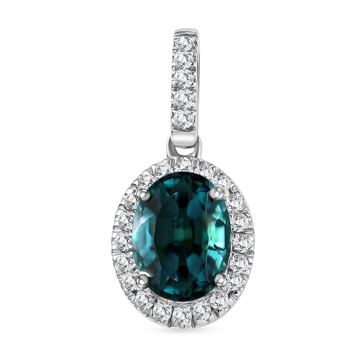 Rhapsody AAAA Pirineu Lagunen Turmalin, Weißer Diamant SGL zertifiziert Anhänger 950 Platin ca. 1,98 ct.