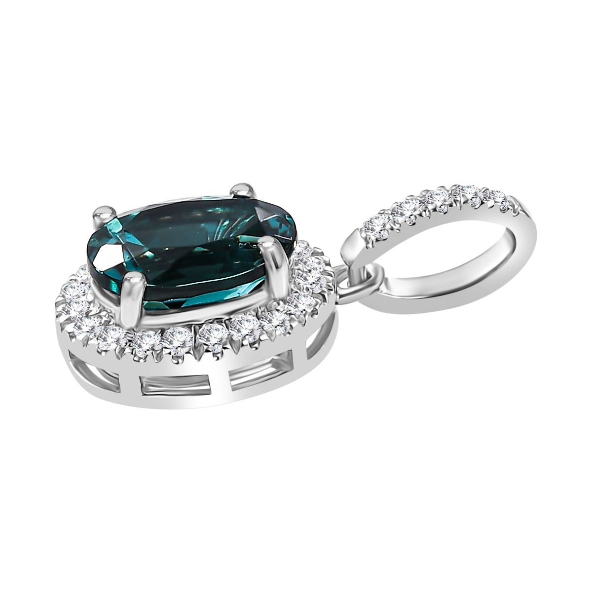 Rhapsody AAAA Pirineu Lagunen Turmalin, Weißer Diamant SGL zertifiziert Anhänger 950 Platin ca. 1,98 ct.