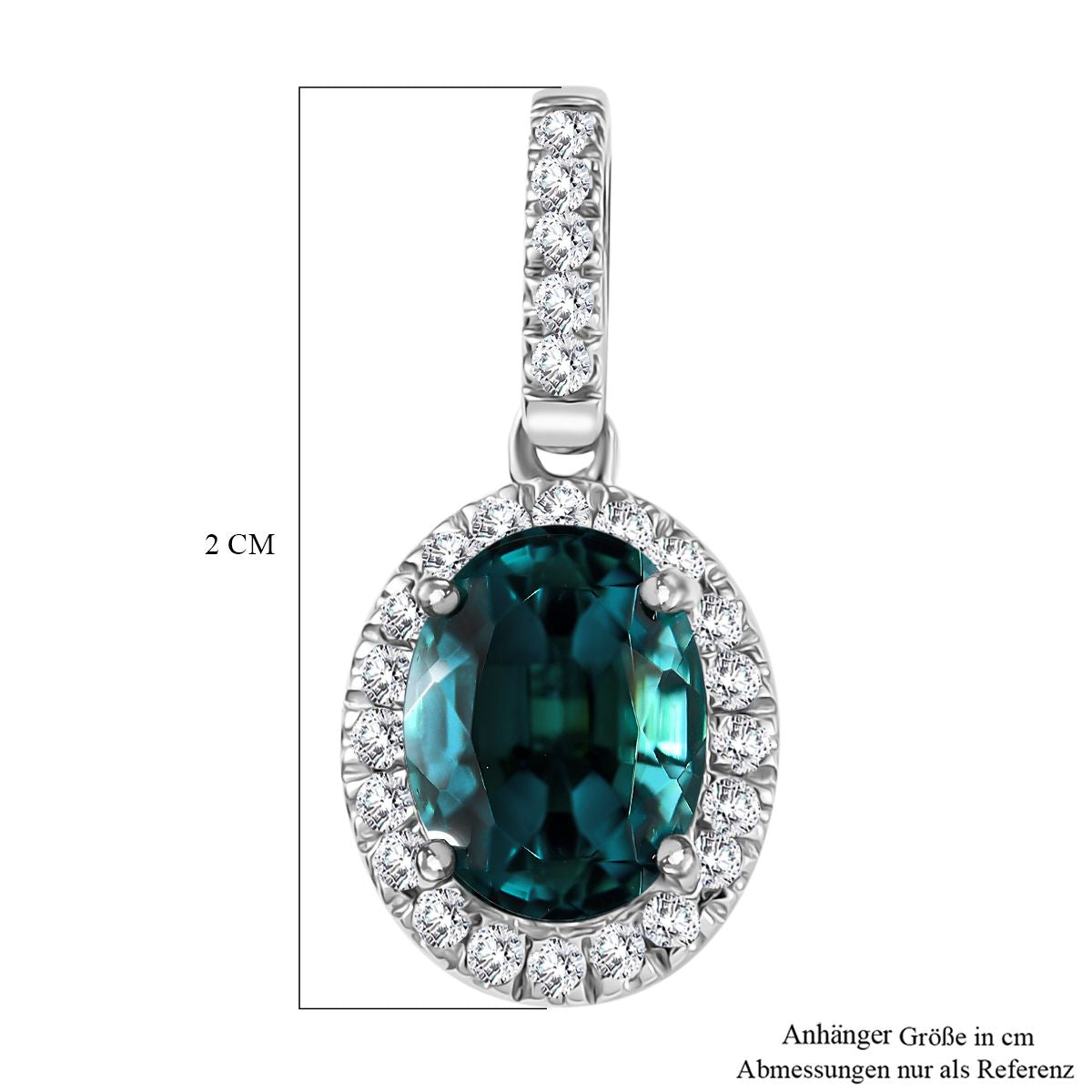 Rhapsody AAAA Pirineu Lagunen Turmalin, Weißer Diamant SGL zertifiziert Anhänger 950 Platin ca. 1,98 ct.