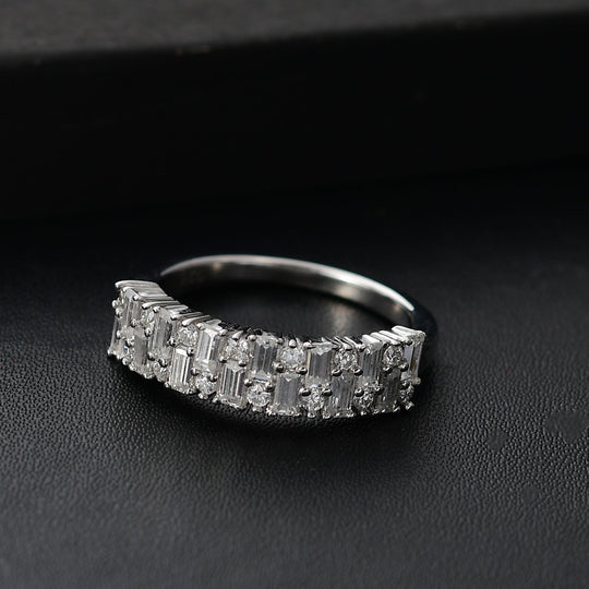 Moissanit Ring 925 Silber rhodiniert (Größe 20.00) ca. 0.95 ct
