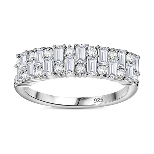 Moissanit Ring 925 Silber rhodiniert (Größe 20.00) ca. 0.95 ct