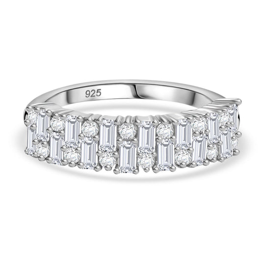 Moissanit Ring 925 Silber rhodiniert (Größe 20.00) ca. 0.95 ct