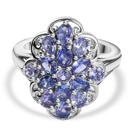 Tansanit Ring 925 Silber rhodiniert (Größe 18.00) ca. 2,27 ct
