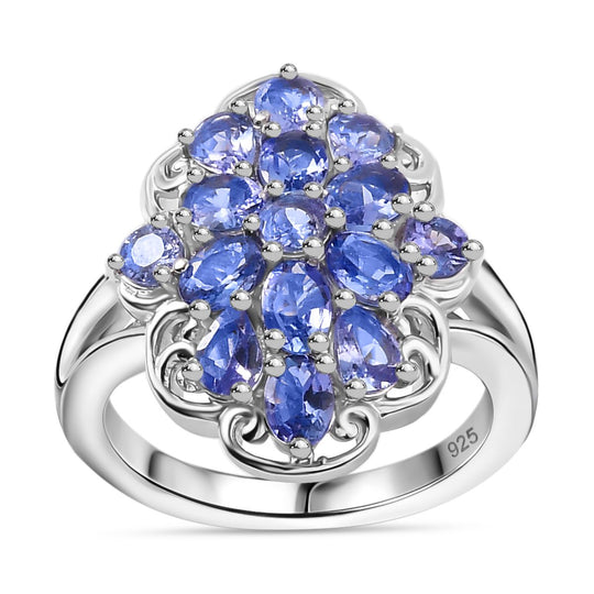 Tansanit Ring 925 Silber rhodiniert (Größe 18.00) ca. 2,27 ct