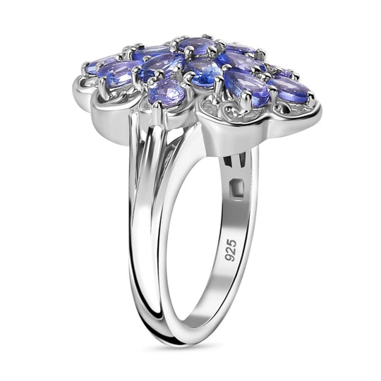 Tansanit Ring 925 Silber rhodiniert (Größe 18.00) ca. 2,27 ct