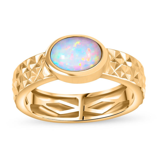 AA Natürlicher, äthiopischer Welo Opal Ring 925 Silber 750 Gelbgold Vermeil (Größe 21.00)  ca. 0.87 ct