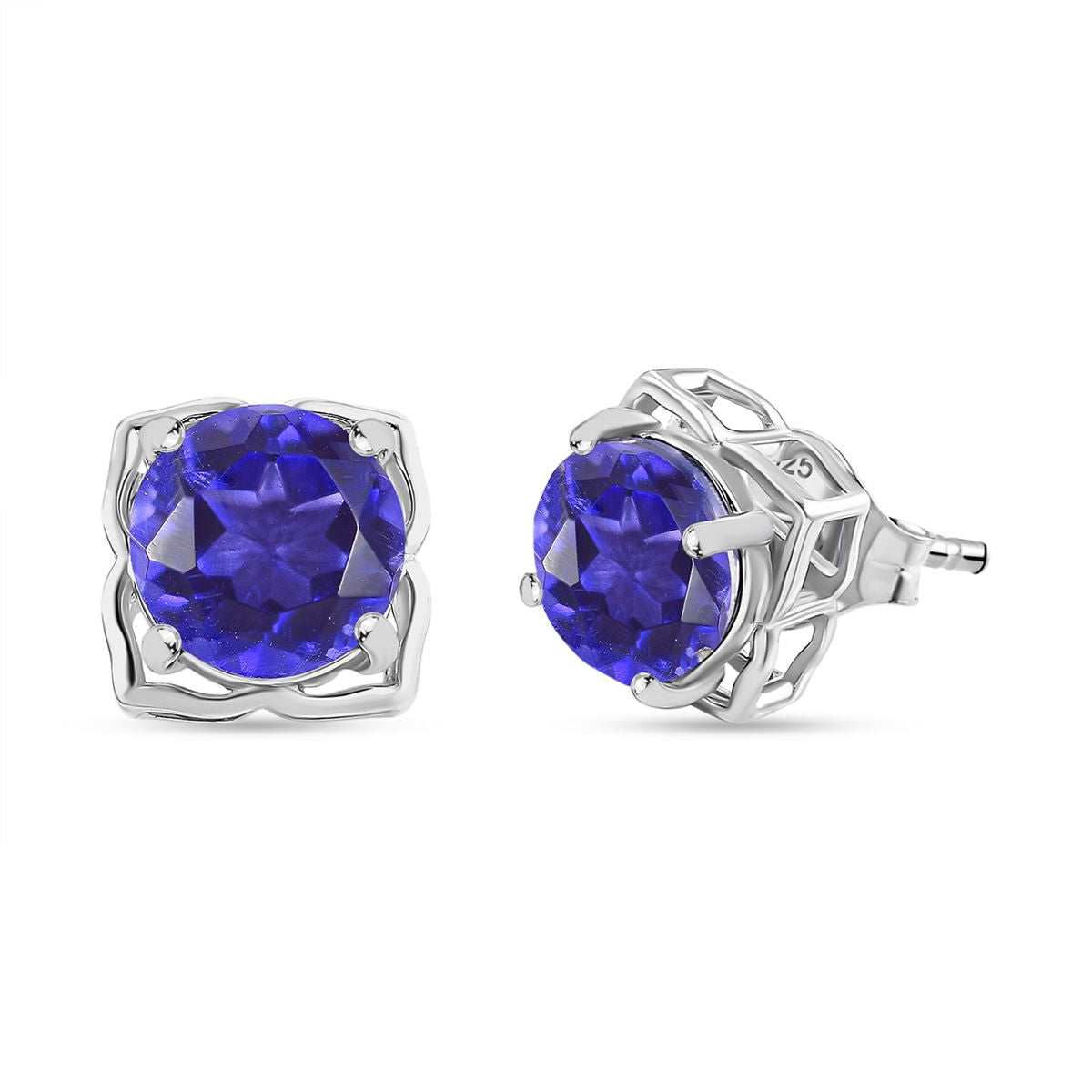 Tansanit-Farbe Quarz Ohrringe 925 Silber platiniert ca. 3.12 ct