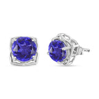 Tansanit-Farbe Quarz Ohrringe 925 Silber platiniert ca. 3.12 ct