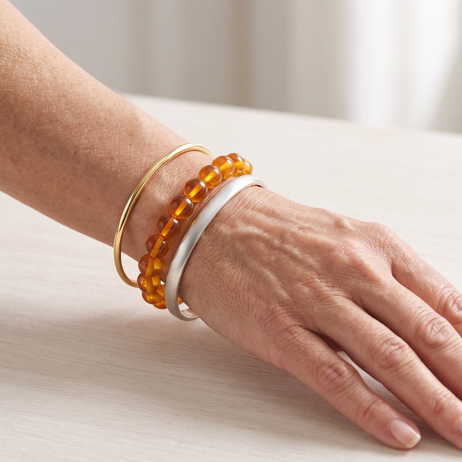 Natürliches Baltisches Bernstein Armband, Flexibel (ca. 16.5 cm)