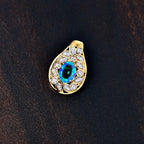 Pfau Quarz Triplette, Weißer Zirkon Anhänger 925 Silber 750 Gelbgold Vermeil ca. 1.72 ct