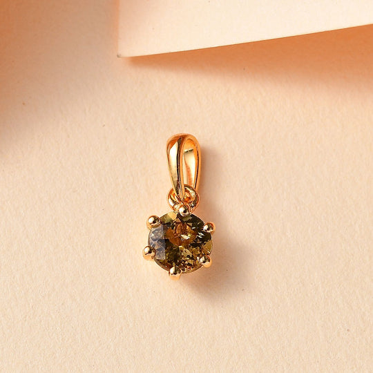 AA Natürlicher goldener Tansanit Anhänger 925 Silber 750 Gelbgold Vermeil ca. 0.58 ct