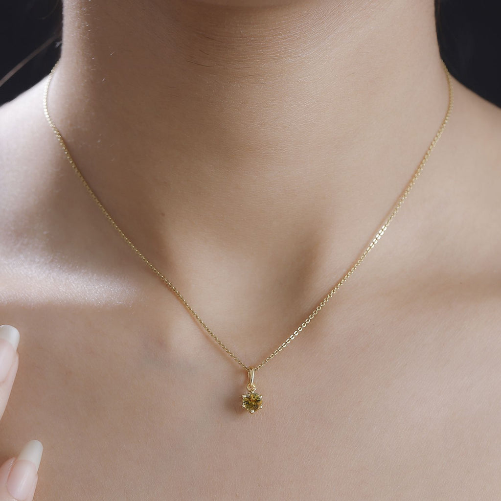 AA Natürlicher goldener Tansanit Anhänger 925 Silber 750 Gelbgold Vermeil ca. 0.58 ct
