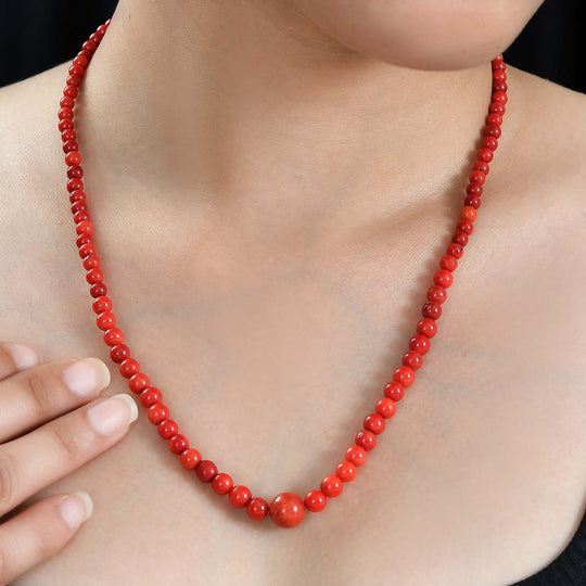 Schwamm Koralle Halskette ca. 50 cm Edelstahl platiniert ca. 88.88 ct