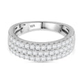 Moissanit Ring 925 Silber rhodiniert (Größe 16.00) ca. 0.60 ct
