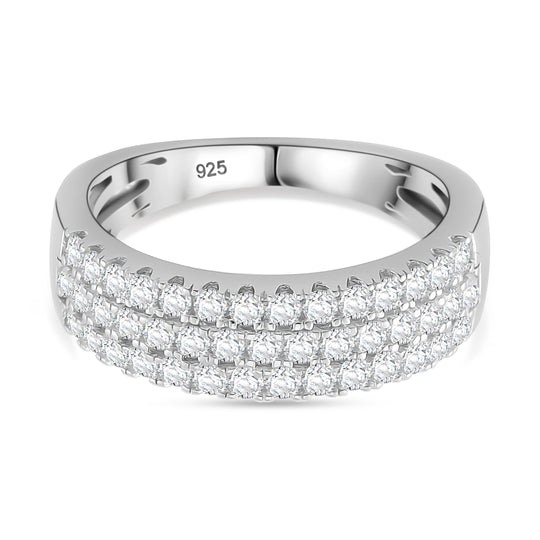 Moissanit Ring 925 Silber rhodiniert (Größe 17.00) ca. 0.60 ct