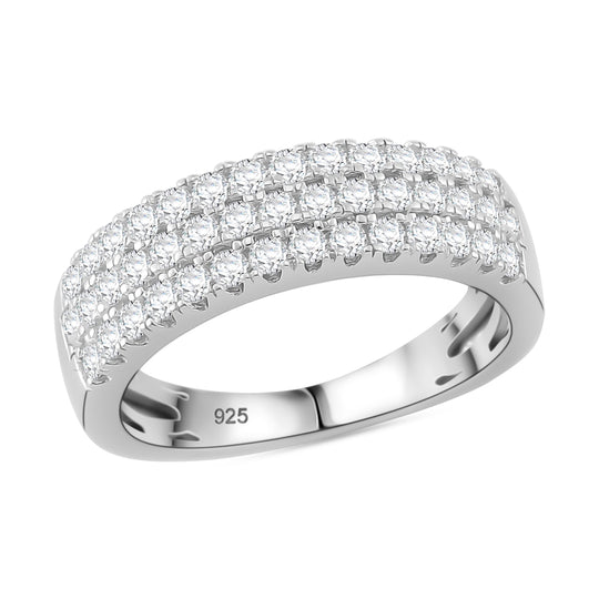 Moissanit Ring 925 Silber rhodiniert (Größe 17.00) ca. 0.60 ct