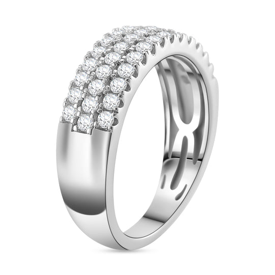 Moissanit Ring 925 Silber rhodiniert (Größe 17.00) ca. 0.60 ct