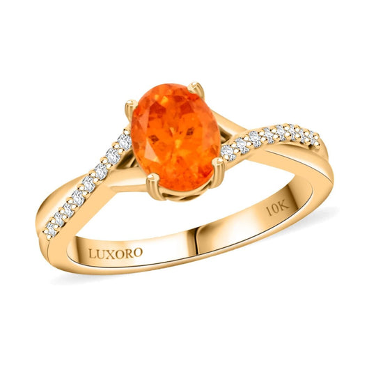 AAA Fanta-Granat, Weißer Diamant AGI zertifiziert Ring 417 Gold (Größe 17.00) ca. 1.70 ct