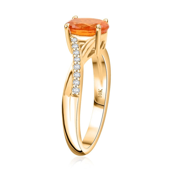 AAA Fanta-Granat, Weißer Diamant AGI zertifiziert Ring 417 Gold (Größe 17.00) ca. 1.70 ct