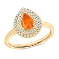 LUXORO AAA Fanta-Granat, Weißer Diamant Ring 417 Gold (Größe 17.00) ca. 1,70 ct
