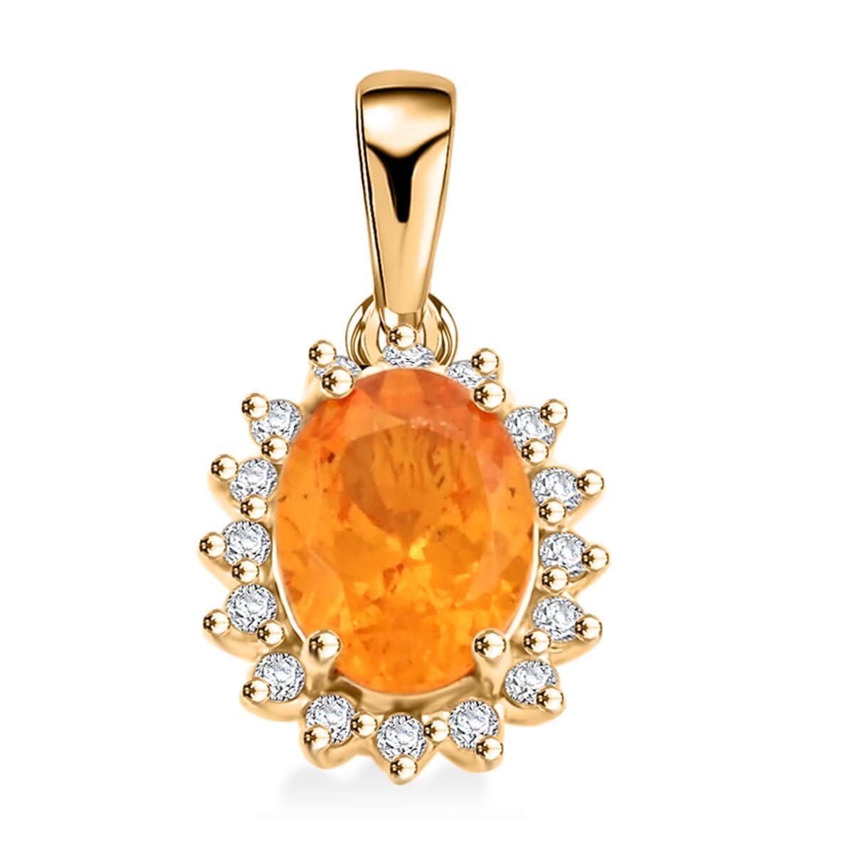LUXORO zertifizierter und geprüfter AAA Fanta Granat und GH-I2 Diamant Halo Anhänger in 417 Gold - 1,90 ct.
