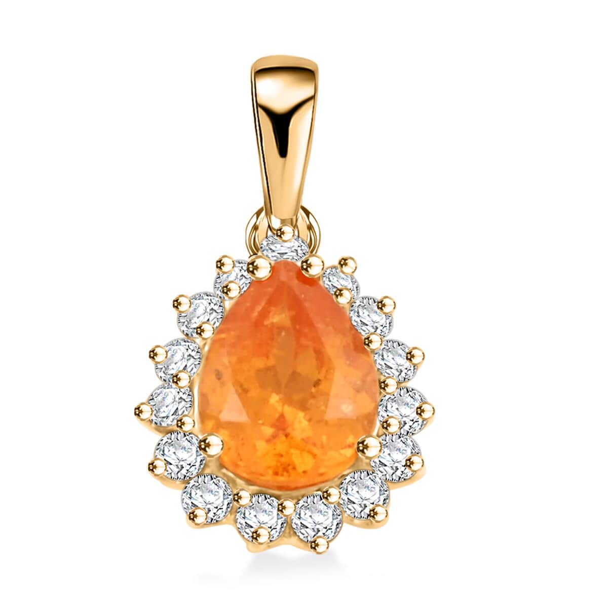 AAA Fanta-Granat, Weißer Diamant AGI zertifiziert und geprüft Anhänger 417 Gelb Gold ca. 1.71 ct