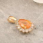AAA Fanta-Granat, Weißer Diamant AGI zertifiziert und geprüft Anhänger 417 Gelb Gold ca. 1.71 ct