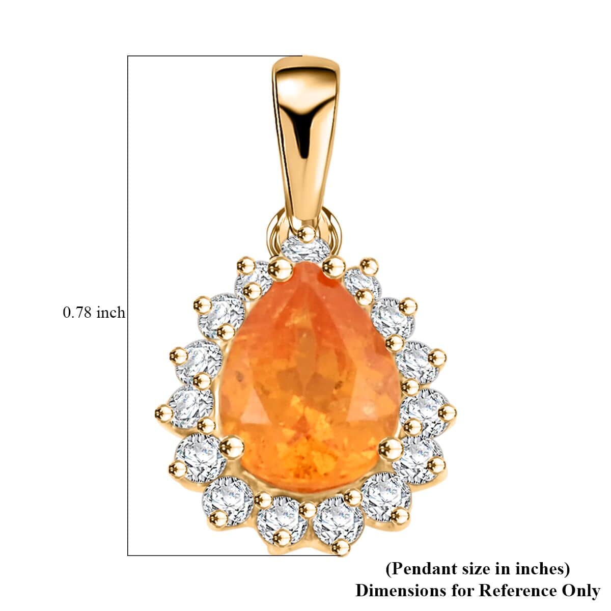 AAA Fanta-Granat, Weißer Diamant AGI zertifiziert und geprüft Anhänger 417 Gelb Gold ca. 1.71 ct