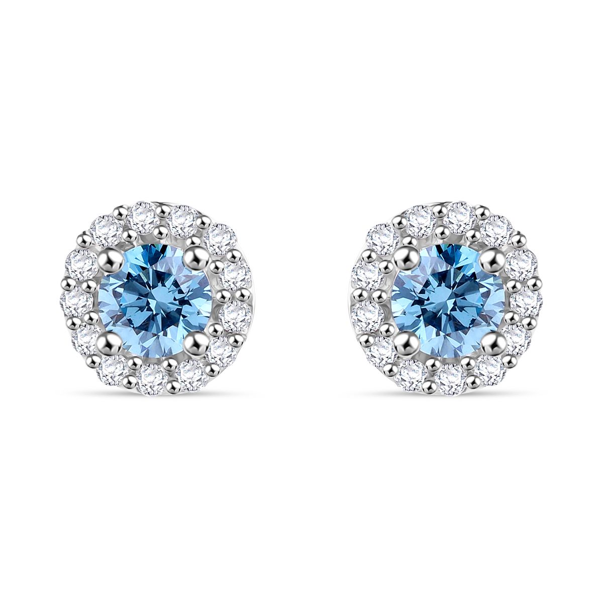 LUXURIANT DIAMOND - Lab Grown Blauer Diamant, Lab Grown Diamant SI-GH Ohrringe 925 Silber platiniert ca. 0.50 ct