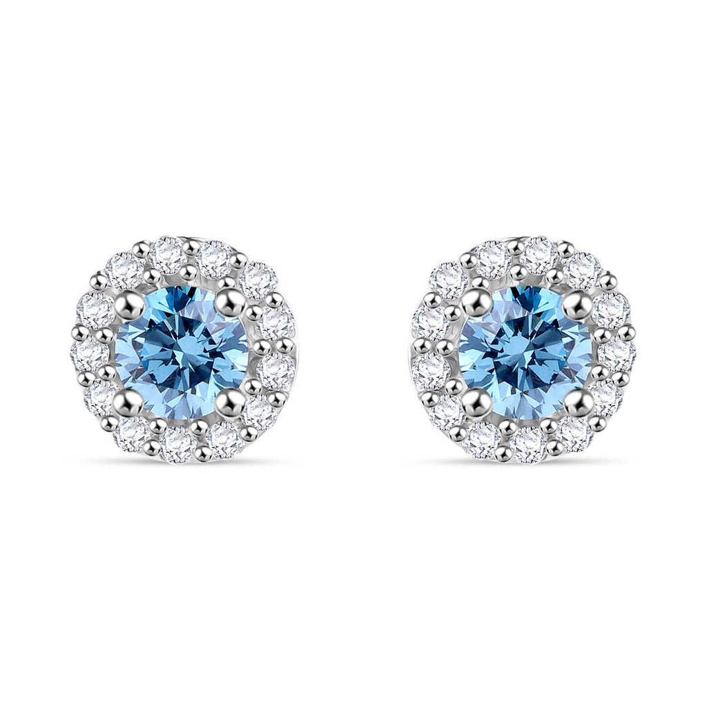 LUXURIANT DIAMOND - Lab Grown Blauer Diamant, Lab Grown Diamant SI-GH Ohrringe 925 Silber platiniert ca. 0.50 ct