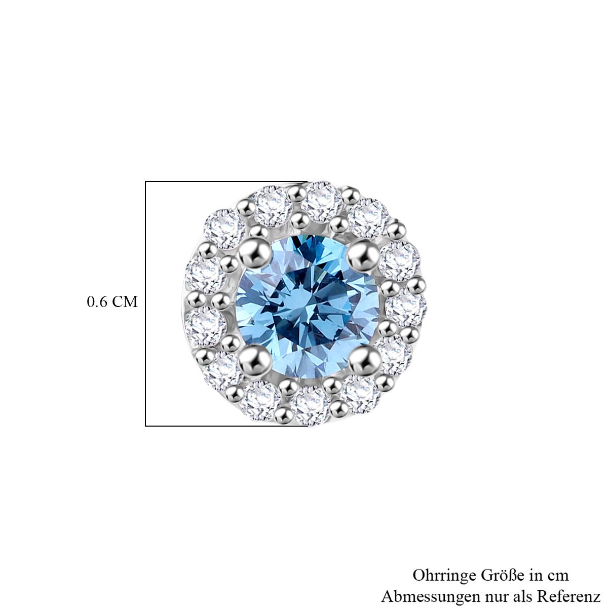 LUXURIANT DIAMOND - Lab Grown Blauer Diamant, Lab Grown Diamant SI-GH Ohrringe 925 Silber platiniert ca. 0.50 ct