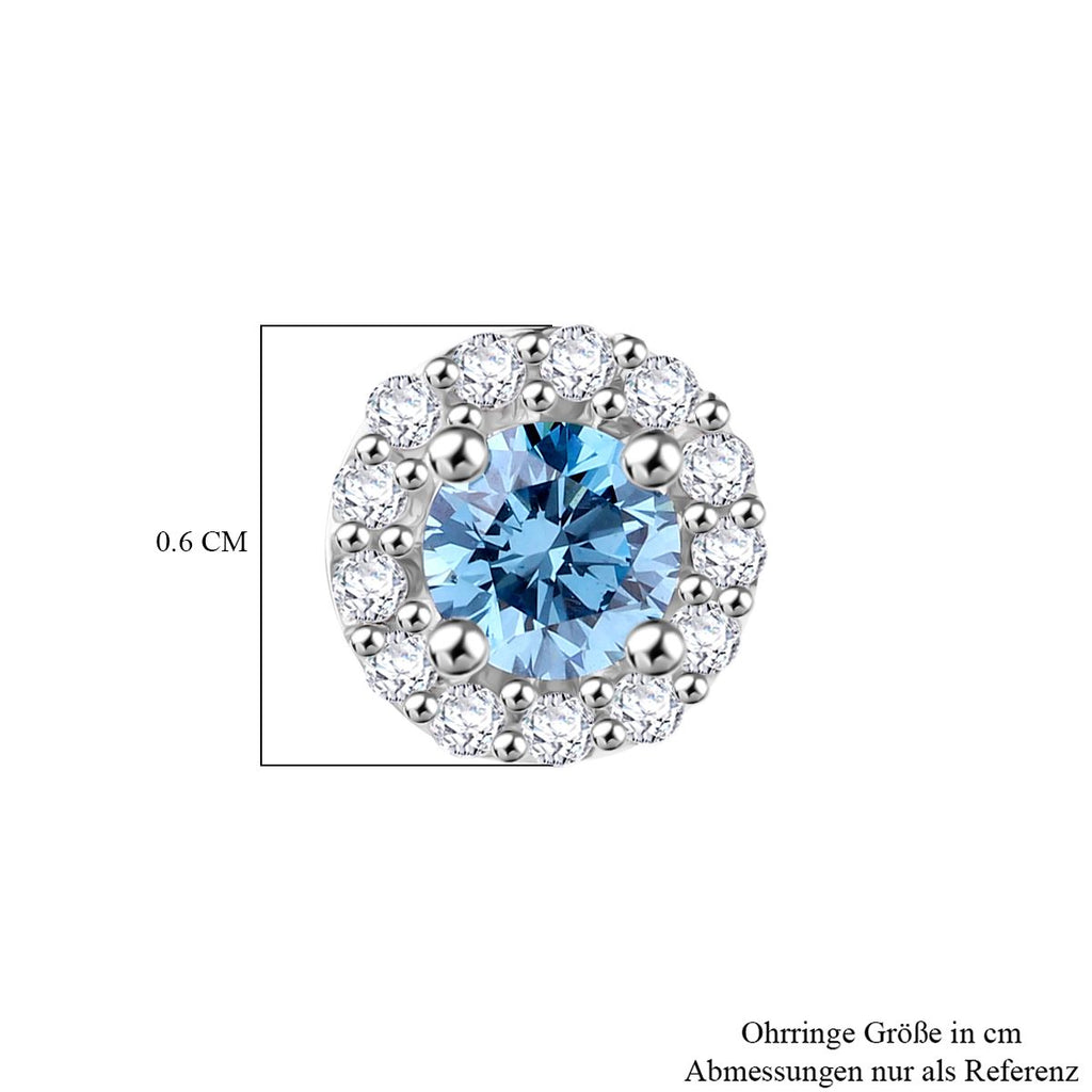 LUXURIANT DIAMOND - Lab Grown Blauer Diamant, Lab Grown Diamant SI-GH Ohrringe 925 Silber platiniert ca. 0.50 ct