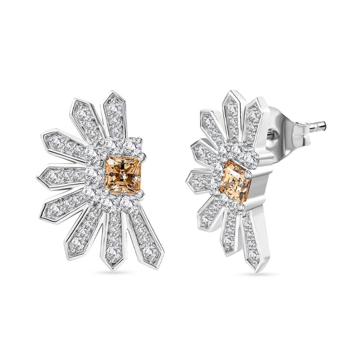 J Francis gefertigt mit SWAROVSKI - Gelber Zirkonia, Zirkonia Ohrringe 925 Silber rhodiniert