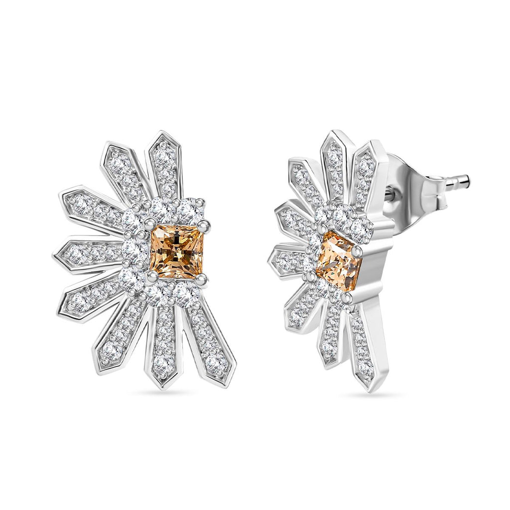 J Francis gefertigt mit SWAROVSKI - Gelber Zirkonia, Zirkonia Ohrringe 925 Silber rhodiniert