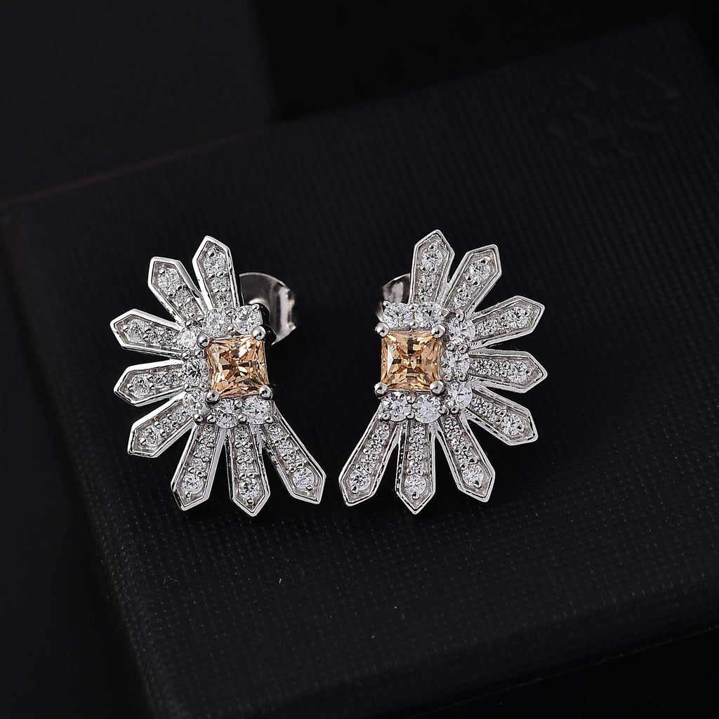 J Francis gefertigt mit SWAROVSKI - Gelber Zirkonia, Zirkonia Ohrringe 925 Silber rhodiniert