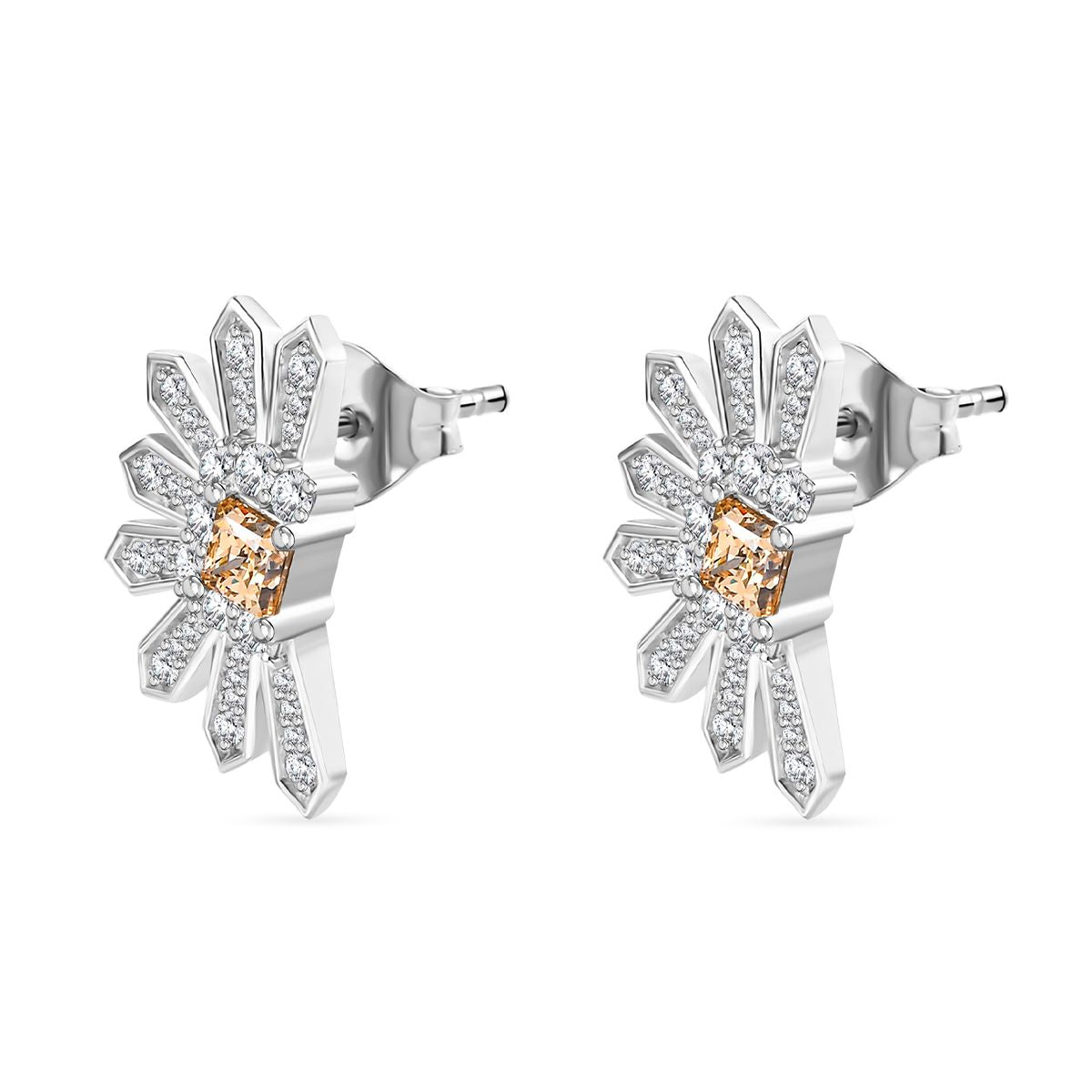 J Francis gefertigt mit SWAROVSKI - Gelber Zirkonia, Zirkonia Ohrringe 925 Silber rhodiniert