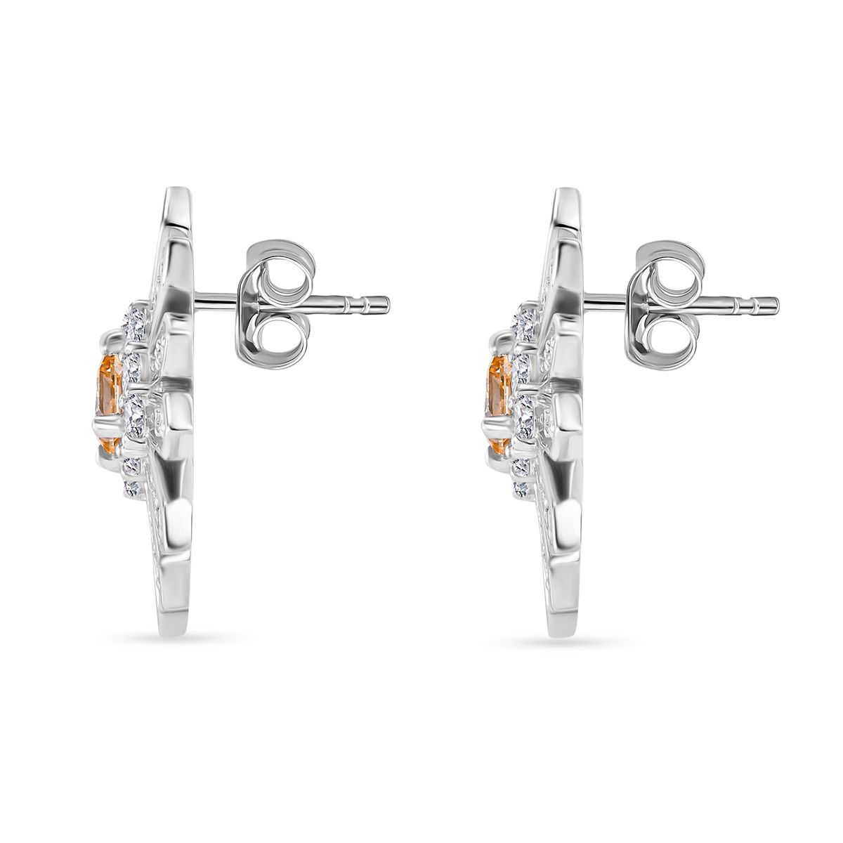 J Francis gefertigt mit SWAROVSKI - Gelber Zirkonia, Zirkonia Ohrringe 925 Silber rhodiniert