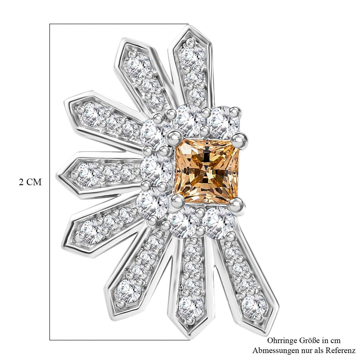 J Francis gefertigt mit SWAROVSKI - Gelber Zirkonia, Zirkonia Ohrringe 925 Silber rhodiniert