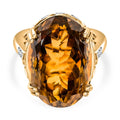 Citrin, Weißer Zirkon Ring 925 Silber 750 Gelbgold Vermeil (Größe 19.00) ca. 20,97 ct