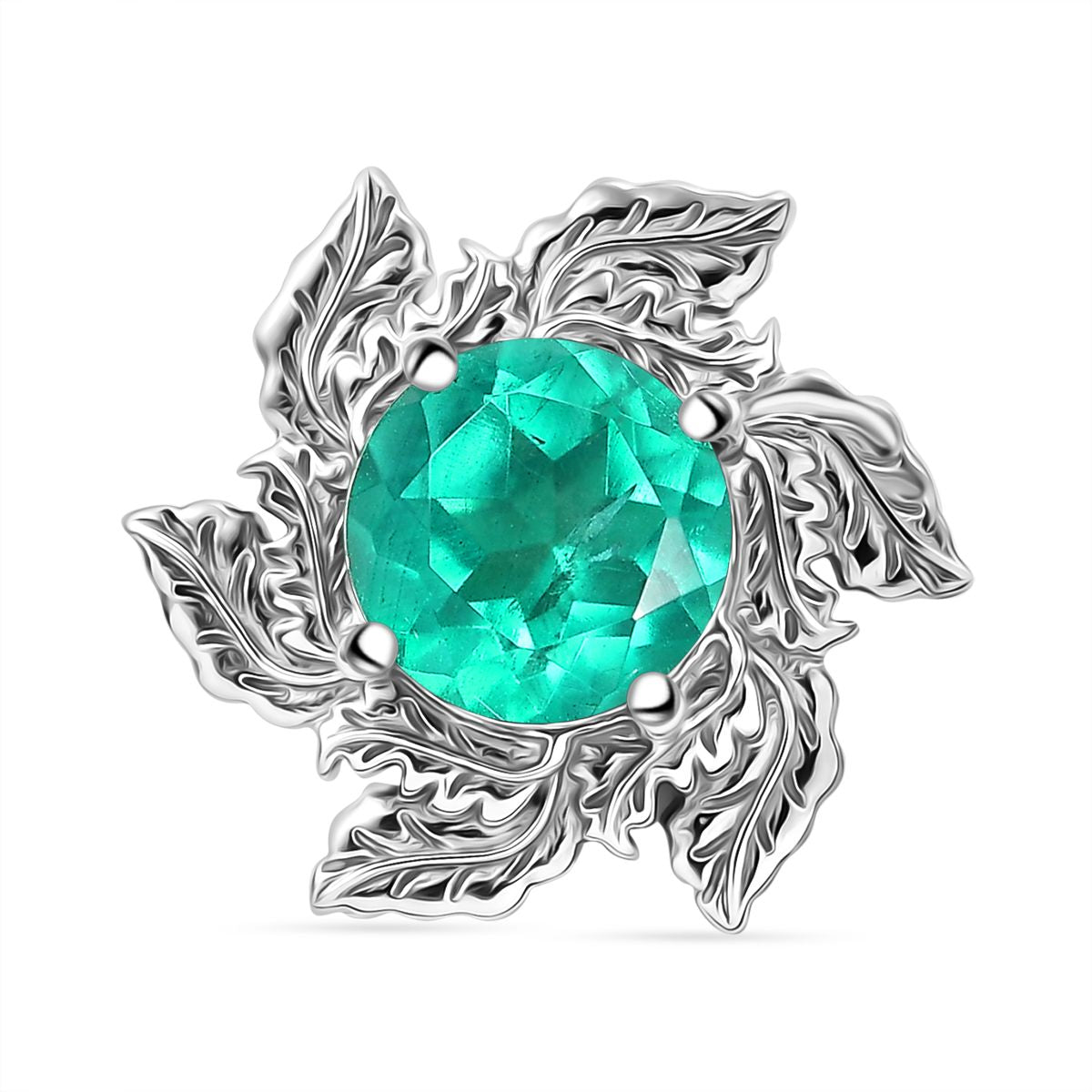 Smaragd-Quarz Triplette Anhänger 925 Silber rhodiniert ca. 2.14 ct
