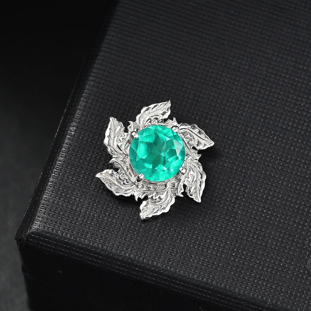 Smaragd-Quarz Triplette Anhänger 925 Silber rhodiniert ca. 2.14 ct